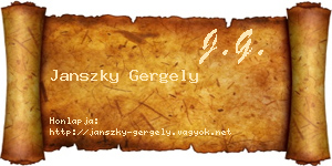Janszky Gergely névjegykártya